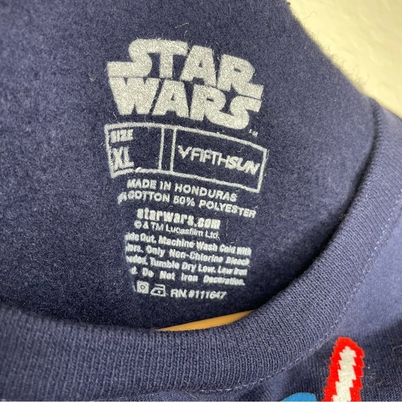 Star Wars Christmas Crew Neck Sweater  XL Darth Vader Luke Skywalker Navy Blue - Picture 5 of 7